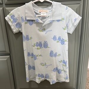 The Beaufort Bonnet Company Blue Owl Polo romper 18/24 month